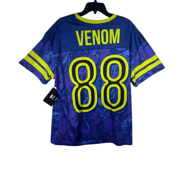 Marvel Venom Graphic Sports Jersey Shirt Men's Size Large Blue and Green NEW - Picture 2 of 7